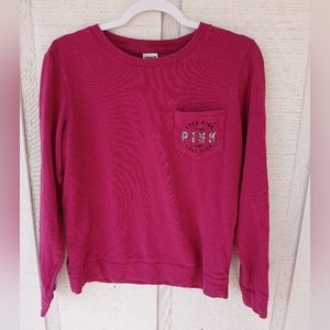 PINK by Victoria's Secret Bling Crew Neck Sweatshirt Long Sleeve Magenta